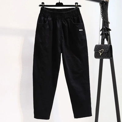 Puuvillane linane haaremipüksid, õhukesed, uued suvised lahtised naiste kommid, värvilised vabaaja kombinesoonid, naiste elastsed kõrge vöökohaga sirged püksid 5XL