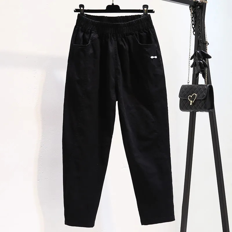 Puuvillane linane haaremipüksid, õhukesed, uued suvised lahtised naiste kommid, värvilised vabaaja kombinesoonid, naiste elastsed kõrge vöökohaga sirged püksid 5XL