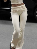 Rockmore hlače s uzicom niskog struka Ženske kokete Y2K Aesthetics Hlače širokih nogavica Modne jednobojne uske široke hlače Harajuku