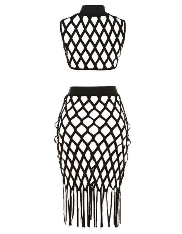 Komplet kratkih suknji s izdubljenim gornjim dijelom i resicama, novi dvodijelni setovi ženske odjeće za 2022.