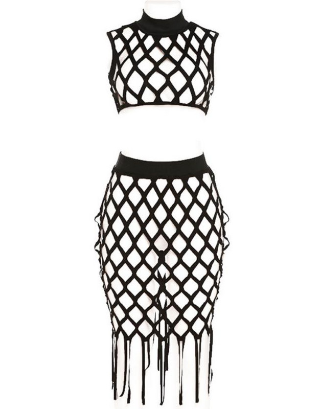 Komplet kratkih suknji s izdubljenim gornjim dijelom i resicama, novi dvodijelni setovi ženske odjeće za 2022.