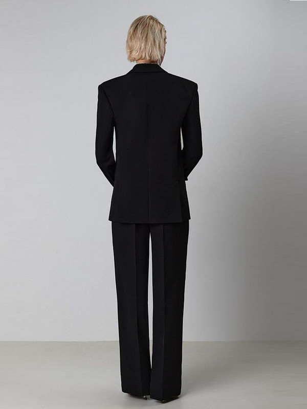 Szexi blézer nadrágkosztümök női fekete rózsa piros toll hosszú ujjú blézer dzseki + magas derekú nadrág kétrészes szett estélyi parti öltönyök