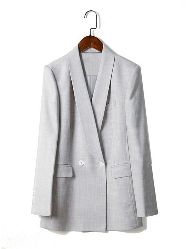 [LANMREM] Ženski uredski set odijela s dvostrukim kopčanjem, sakoi visokog struka, uske hlače, novo proljeće 2024. 26D9086