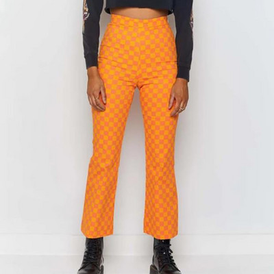 Y2K vintage püksid vabaaja 90ndate naiste Lorelai tšekk kitsad pikad püksid kõrge vöökohaga ruuduline trükitud õhukesed püksid E-tüdrukute mood