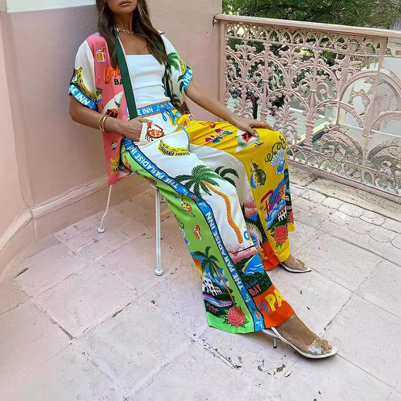 Naiste Hawaii kookospähklipuud elastsed kõrge vöökohaga lahtised pikad laiad püksid suvised rannapüksid pühade komplektid