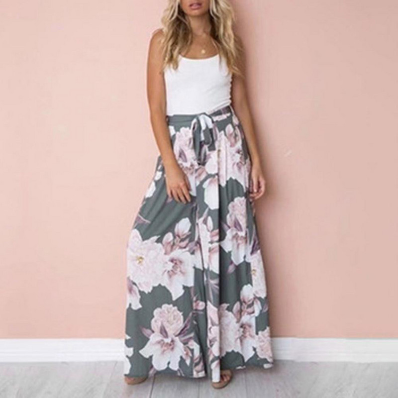 Ženske hlače srednjeg rasta s cvjetnim uzorkom na vezanje Pune široke široke široke hlače široke široke dužine