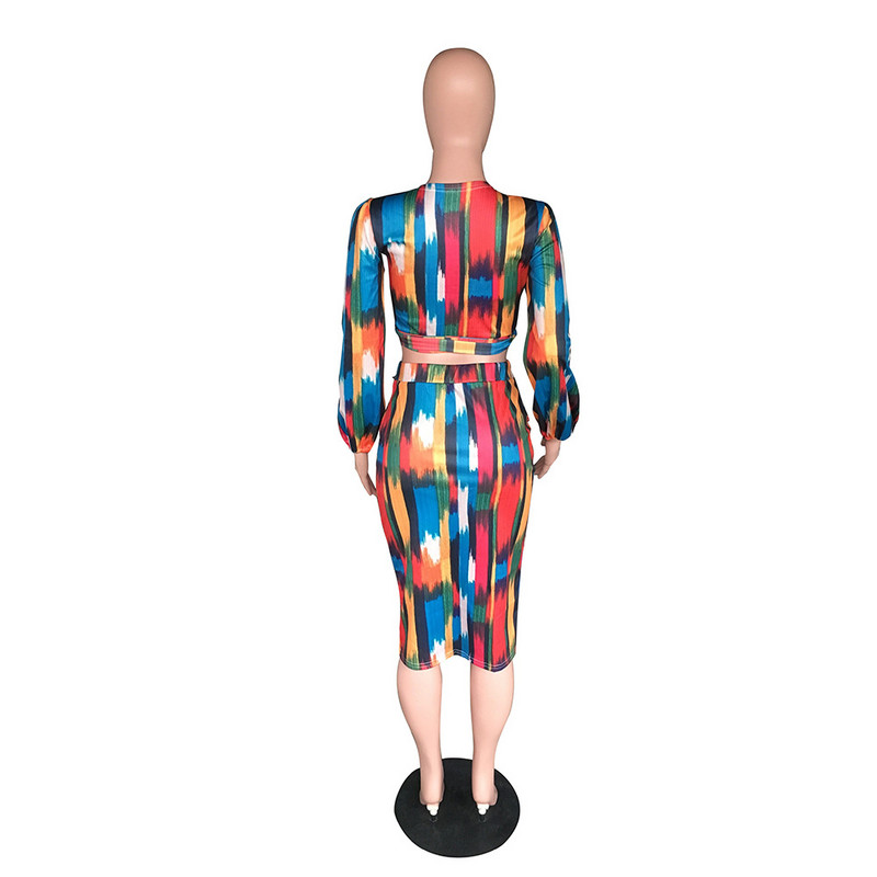 Seksikad Crop Naiste kleidikomplektid Lipsuga värvitud pitsidega mähitud rinnale T-särk ülikond Beach Bodycon midikleidid, 2-osalised, naiste festivalirõivad