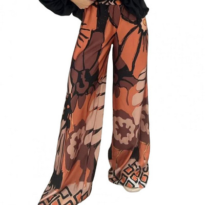 Γυναικείο φαρδύ παντελόνι Καλοκαιρινό αναπνεύσιμο λουλούδι Bohemia Ελαστική μέση χαλαρή γυναικεία casual μακρύ παντελόνι