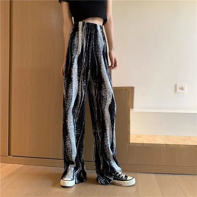 Korea mood lips, laia säärega püksid kevadsuvi naiste õhukesed plisseeritud vabaaja elastsed kõrge vöökohaga sirged püksid tänavarõivad