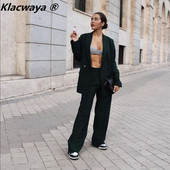 Klacwaya Costume Femei Set Blazer Femeie 2 Piese Office Lady Sets Blazere Crestate Jachetă Fermoar Fly Pantaloni Capris Femei Costum Office