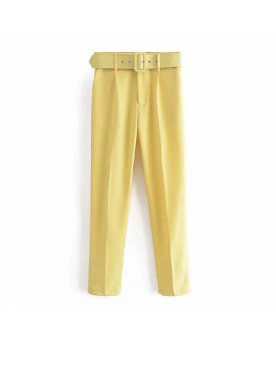 Traf naiste bleiserikostüümid Elegantne naiste pükskostüümi komplekt kõrge vöökohaga püksid vööga Naiste bleiserikomplekt OL Fromal ülikonnapüksid tööriided