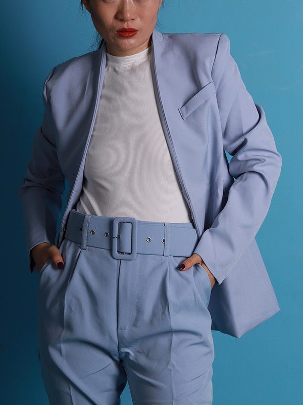 Traf naiste bleiserikostüümid Elegantne naiste pükskostüümi komplekt kõrge vöökohaga püksid vööga Naiste bleiserikomplekt OL Fromal ülikonnapüksid tööriided