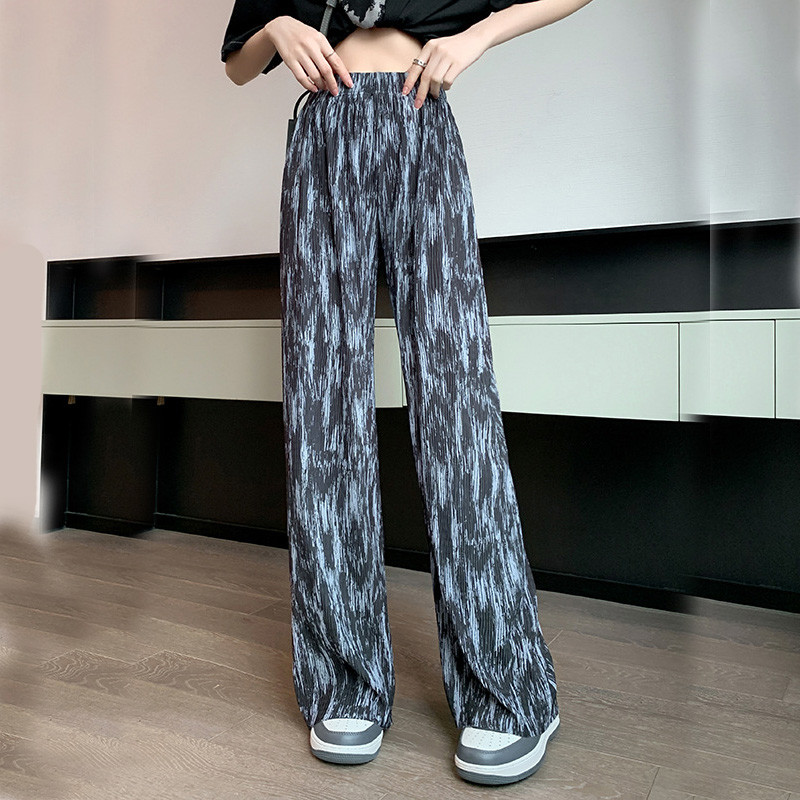 2024. Ženske hlače s tie-dye printom Proljeće Ljeto Elastični struk Ravne duge hlače širokih nogavica Ležerne ženske široke hlače Hlače