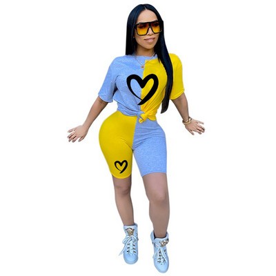 Női nyomtatott tréningruha Szexi Ruhák Nyári 2 részes öltöny Női Sportruhák Rövidnadrágok Felsők Rövid nadrág Felszerelés