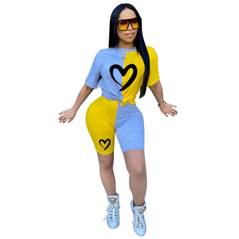 Női nyomtatott tréningruha Szexi Ruhák Nyári 2 részes öltöny Női Sportruhák Rövidnadrágok Felsők Rövid nadrág Felszerelés