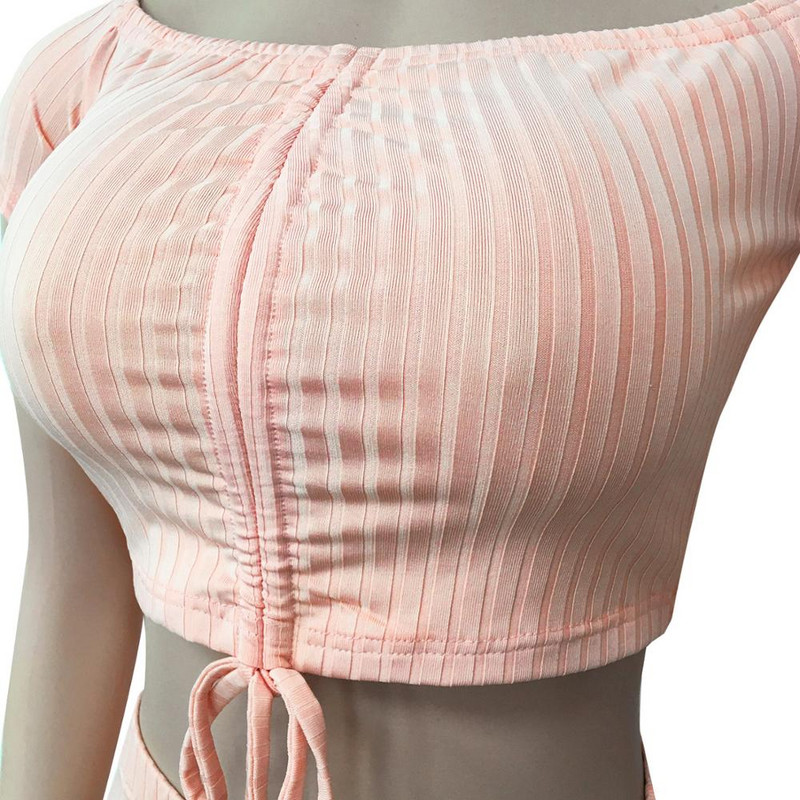 set două piese femei set 2 piese ținute haine de vară crop top pantaloni scurți acasă seturi 2 piese îmbrăcăminte de vară ținută feminină sexy