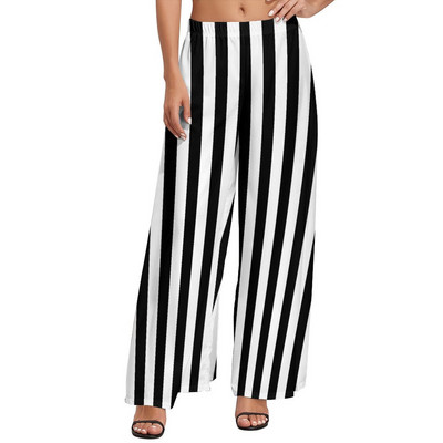 Klassikalised triibulised püksid, punased ja valged jooned Kawaii laia säärega püksid Naistele Suured Street Wear Print Sirged püksid