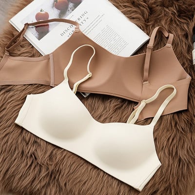 Besiūlės belaidės seksualios liemenėlės pusės puodelio vientisos spalvos liemenėlės, nematomi vamzdeliai, apatiniai apatiniai moteriški apatiniai S-XL