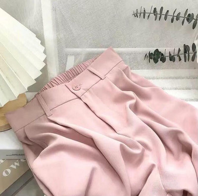 Uske ravne korejske slatkih boja Modne tanke široke hlače do gležnja Jednostavne ženske kombinacije visokog struka