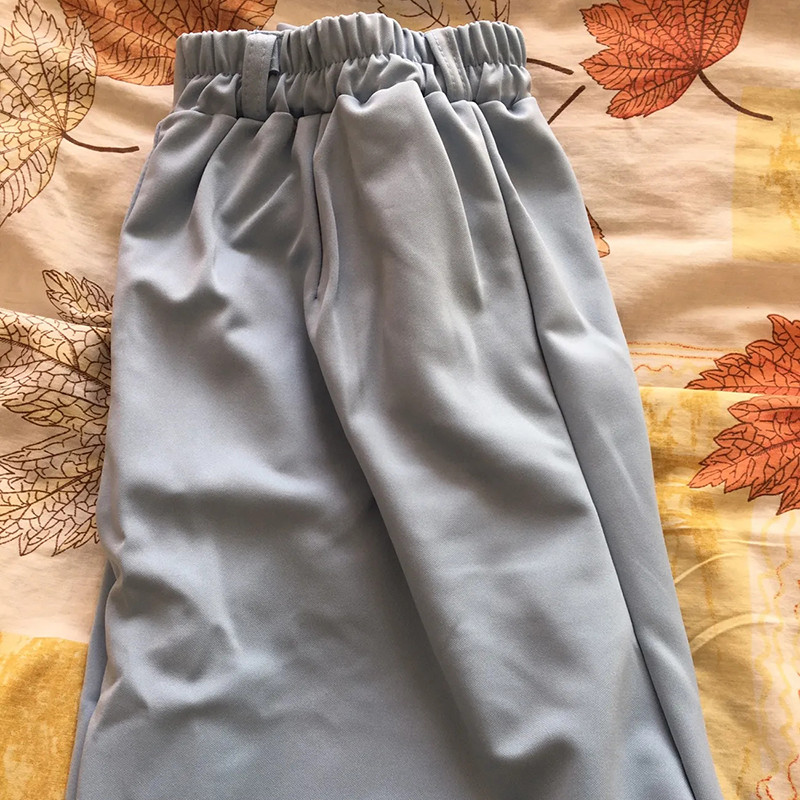 Uske ravne korejske slatkih boja Modne tanke široke hlače do gležnja Jednostavne ženske kombinacije visokog struka