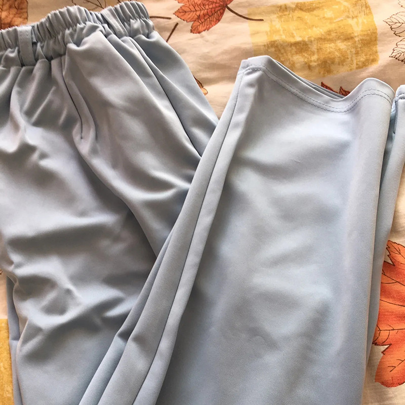 Uske ravne korejske slatkih boja Modne tanke široke hlače do gležnja Jednostavne ženske kombinacije visokog struka