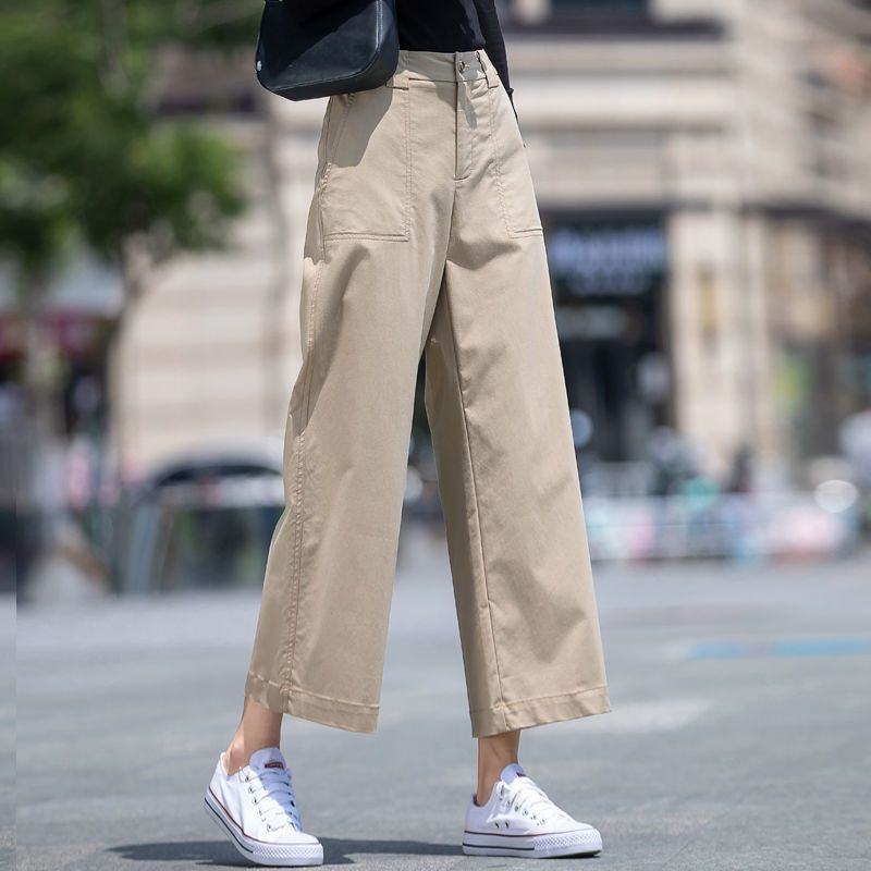 Hlače sa širokim nogavicama visokog struka Ženske proljeće i jesen 2023. Nove modne svestrane kratke hlače visokog struka Ravne ležerne hlače