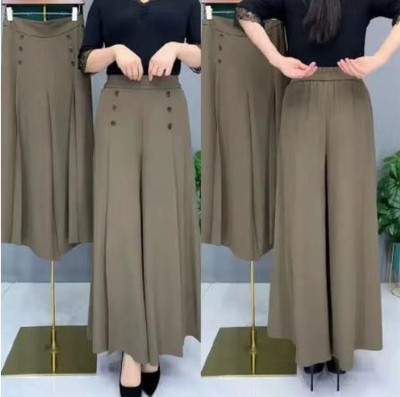 Pantaloni de damă cu picioare largi 2023, primăvară, vară, cu talie elastică, nasturi, până la gleznă, ocazional, la modă, pantaloni de damă vintage, largi