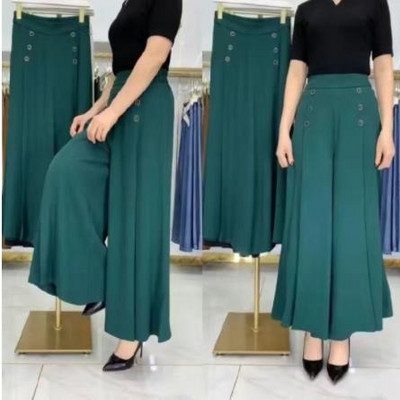 Pantaloni de damă cu picioare largi 2023, primăvară, vară, cu talie elastică, nasturi, până la gleznă, ocazional, la modă, pantaloni de damă vintage, largi