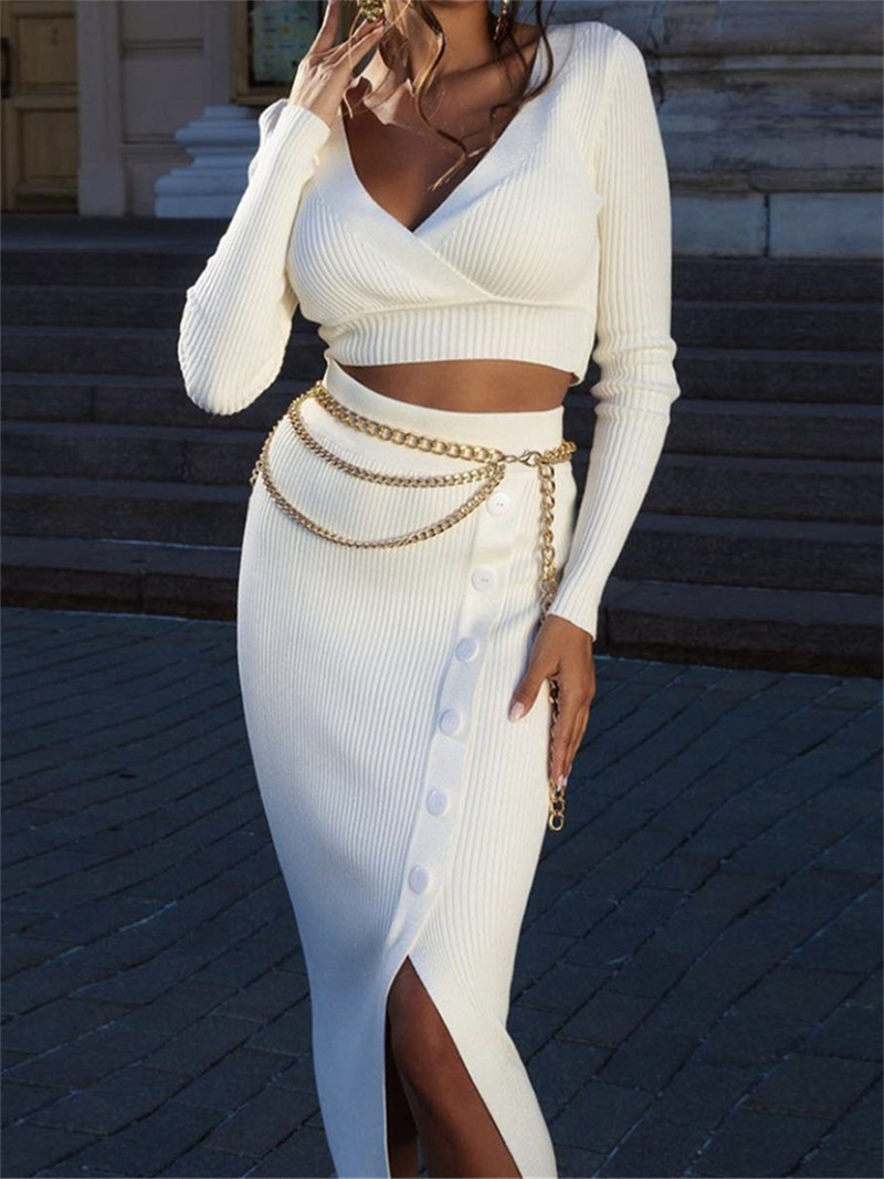 wsevypo Pulovere elegante din tricot vintage cu nervuri pentru femei, toamna iarna, stil simplu, șic, cu mânecă lungă, cu decolteu în V, pulover decupat