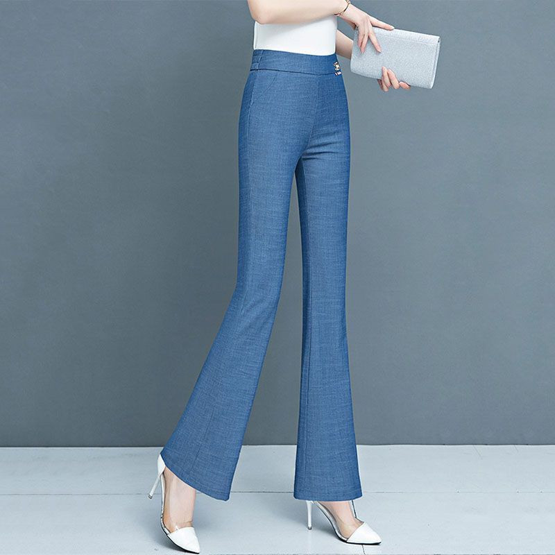 Jednostavnost, elegantna, jednobojna ženska odjeća, temperamentna džepna moda, uske ležerne hlače s elastičnim strukom, proljeće, jesen, tanke široke hlače