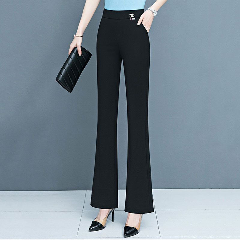 Jednostavnost, elegantna, jednobojna ženska odjeća, temperamentna džepna moda, uske ležerne hlače s elastičnim strukom, proljeće, jesen, tanke široke hlače