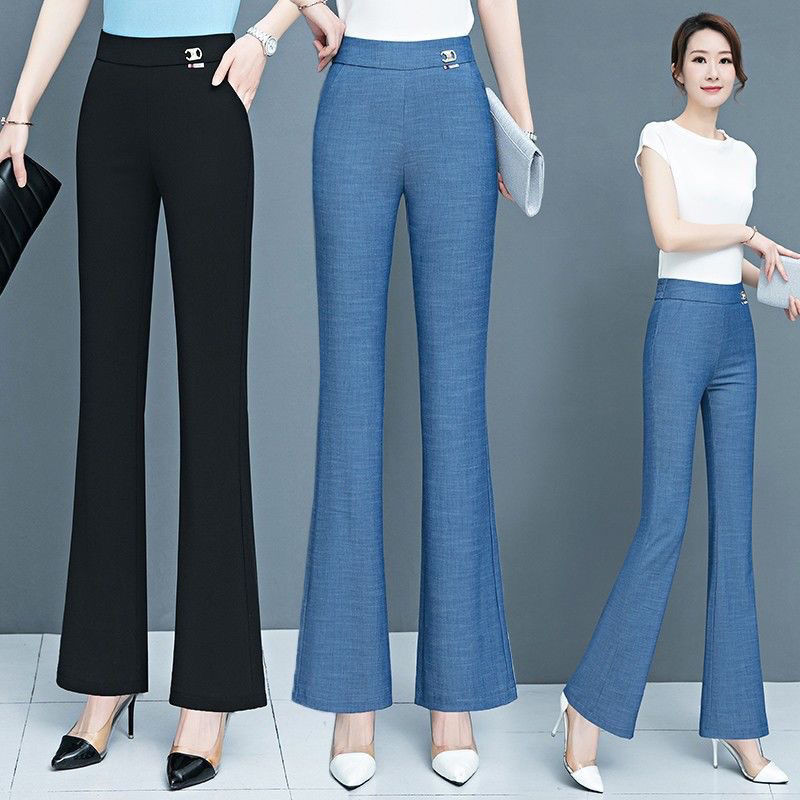 Jednostavnost, elegantna, jednobojna ženska odjeća, temperamentna džepna moda, uske ležerne hlače s elastičnim strukom, proljeće, jesen, tanke široke hlače