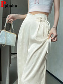 Stiilse disainiga prinditud vabad sirged püksid, naiste kõrge vöökoht