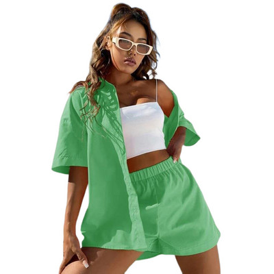 Nosite trenirke Ženske kratke hlače Majica s dugim rukavima na pruge i labave visoke mini kratke hlače, dvodijelni kompleti