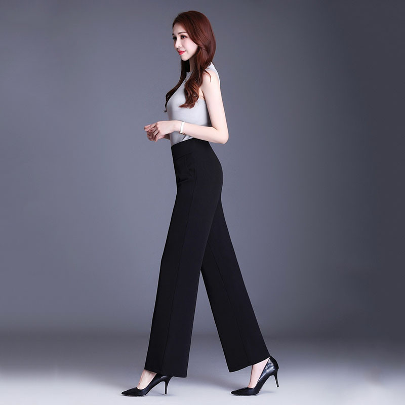 Uredske dame Ljetne tanke modne prevelike hlače s patentnim zatvaračem i džepovima visokog struka Široke čvrste ženske korejske elastične ravne hlače 2202