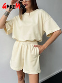 Žensko ljetno odijelo s kratkim hlačama Preveliki dvodijelni komplet topa i kratkih hlača s pamučnim rascjepom sa strane, široki ležerni komplet za žensku odjeću