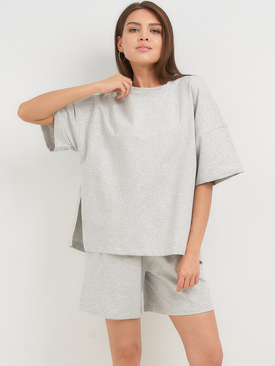 Žensko ljetno odijelo s kratkim hlačama Preveliki dvodijelni komplet topa i kratkih hlača s pamučnim rascjepom sa strane, široki ležerni komplet za žensku odjeću