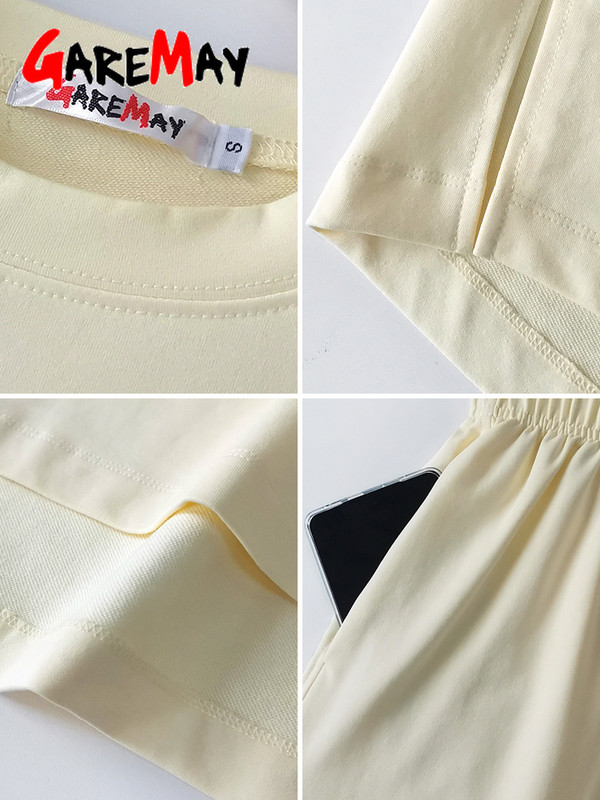 Žensko ljetno odijelo s kratkim hlačama Preveliki dvodijelni komplet topa i kratkih hlača s pamučnim rascjepom sa strane, široki ležerni komplet za žensku odjeću