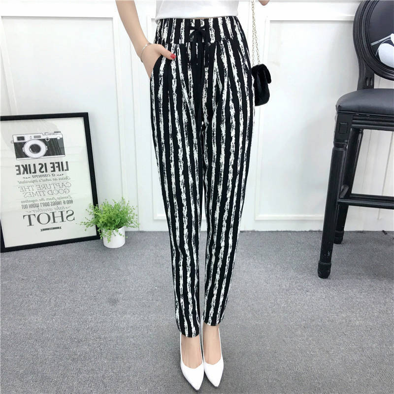 Női nadrágok Női nyári hárem nagy méretű, magas derekú, bő tavaszi és nyári lábak vékony nadrágok Pantalones De Mujer