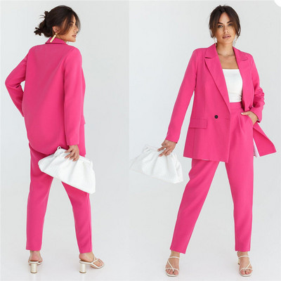 Ljubičasta ženska odijela s hlačama Blazer + hlače za posao Odijelo s hlačama za svatove Poslovna izrada po mjeri