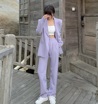 Ljubičasta ženska odijela s hlačama Blazer + hlače za posao Odijelo s hlačama za svatove Poslovna izrada po mjeri