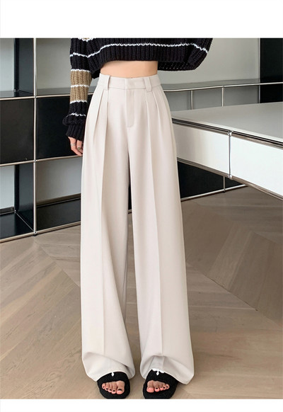 Jielur Φθινοπωρινό παντελόνι με φαρδύ πόδι Νέα ζώνη ψηλής μέσης ίσια casual μονόχρωμη φαρδιά γυναικεία κοστούμι παντελόνι Απλό streetwear