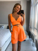 Žensko proljeće ljeto 2022. Novo jednobojno odijelo Kompleti od 2 komada Seksi uski tube top i kratke hlače visokog struka Trenirke Kratke hlače i prsluk