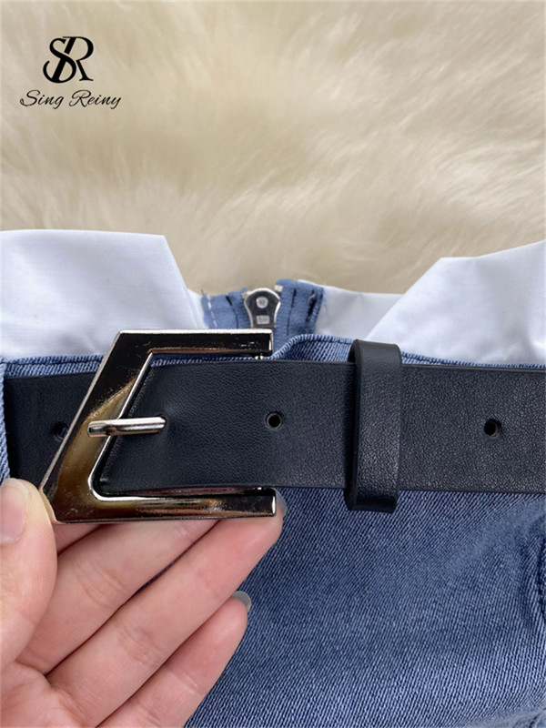 SINGREINY modes amerikāņu retro Y2K seksīgi džinsu kostīmi sievietēm bez lencītēm, mini tops + kroku mini svārki Vintage pludmales divu gabalu komplekts