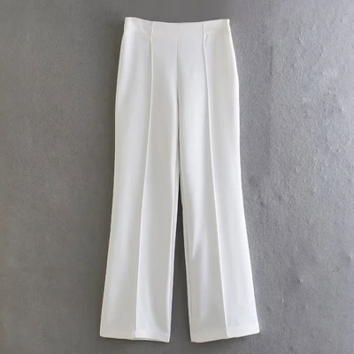 TRAFZA Žensko modno odijelo s hlačama, blejzer, kaput, kaput s dugim rukavima + bočni patentni zatvarač s visokim strukom, uske ravne hlače, proljetna ženska odijela