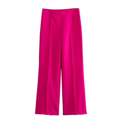 TRAFZA Žensko modno odijelo s hlačama, blejzer, kaput, kaput s dugim rukavima + bočni patentni zatvarač s visokim strukom, uske ravne hlače, proljetna ženska odijela