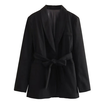 TRAFZA Žensko modno odijelo s hlačama, blejzer, kaput, kaput s dugim rukavima + bočni patentni zatvarač s visokim strukom, uske ravne hlače, proljetna ženska odijela