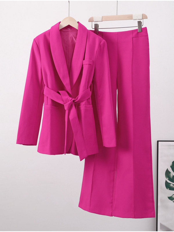 TRAFZA Žensko modno odijelo s hlačama, blejzer, kaput, kaput s dugim rukavima + bočni patentni zatvarač s visokim strukom, uske ravne hlače, proljetna ženska odijela