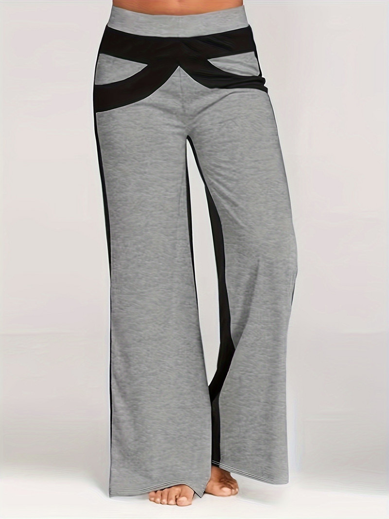 Ležerne hlače veće veličine, ženske lepršave hlače visokog struka u boji Plus, elastične