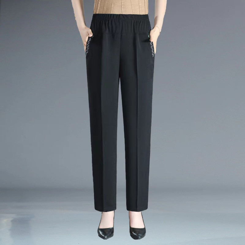 Cool αναπνέον ελαστικό παντελόνι Καλοκαιρινό γυναικείο μονόχρωμο ψηλόμεσο χαλαρό παντελόνι 2024 ελαστικό ίσιο παντελόνι